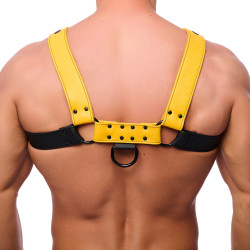The Red Harness Harnais en cuir Snap Noir-Jaune